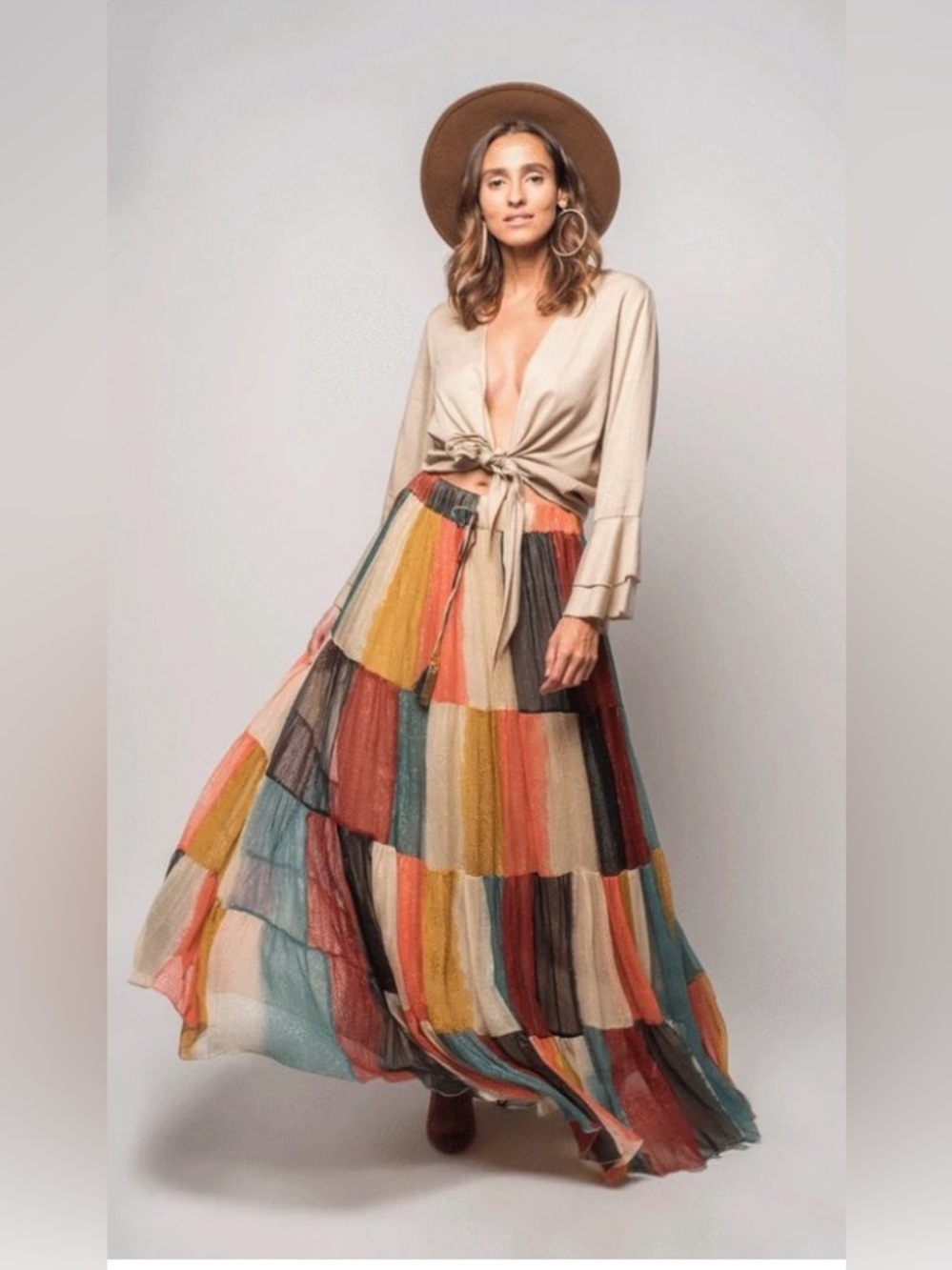 Z&L Anthropologie Skirt midi maxi lurex full volume M sparkly metallic thread